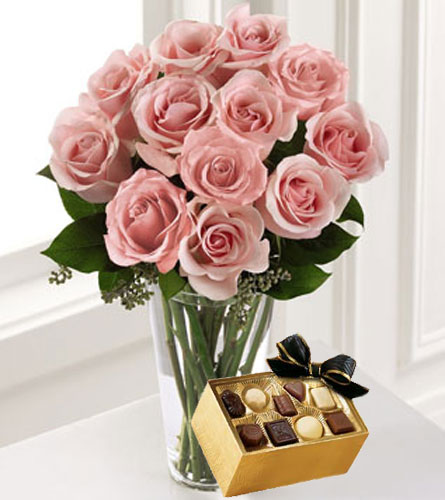 Get Well Assorted Roses: 12-24 Stems 24 Stems with Clear Vase, Bear & Chocolate | 1-800-Flowers Flowers Delivery | 145008MV24B1BL21CH29