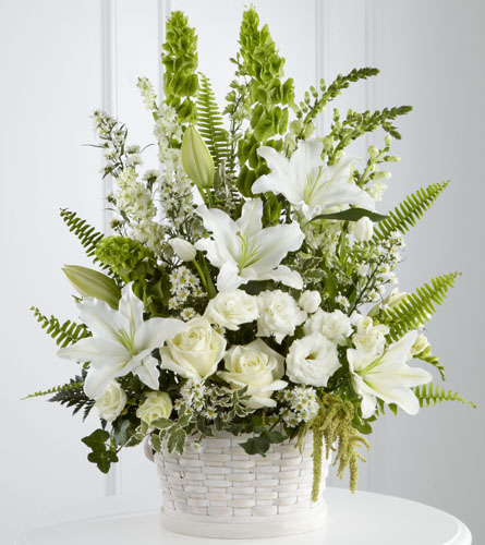 Traditional All White Funeral Basket